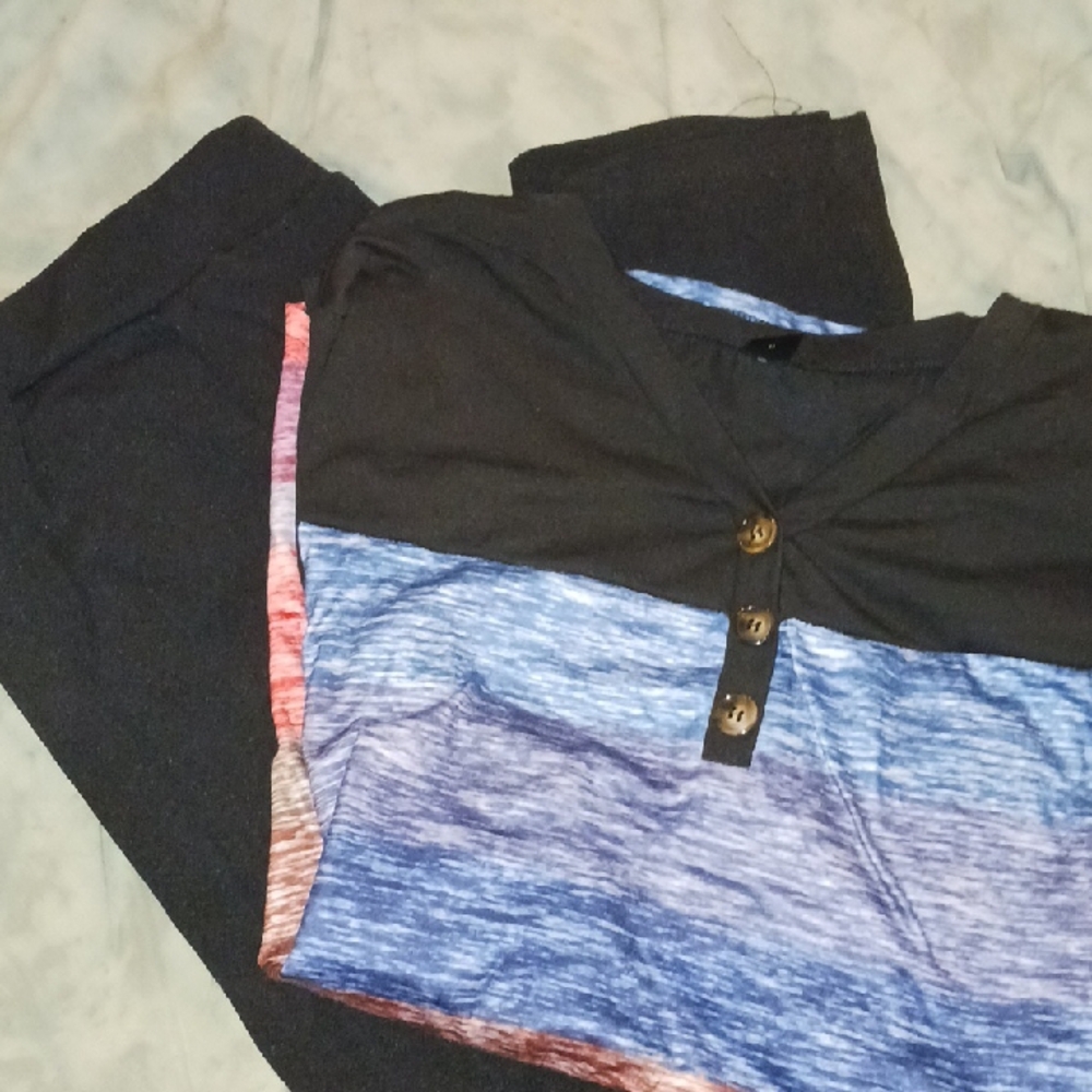 SHEIN Black and Blue Track Pants & Joggers